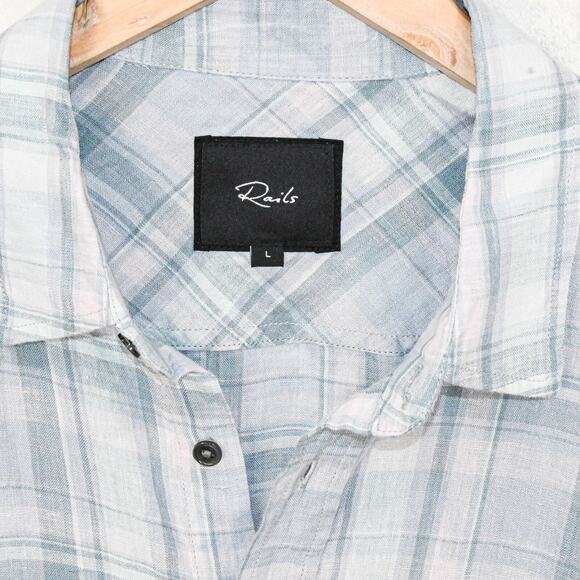 RAILS Men's 100% Linen Havana Shirt Cerulean Jewel Size Large - Picture 4 of 5